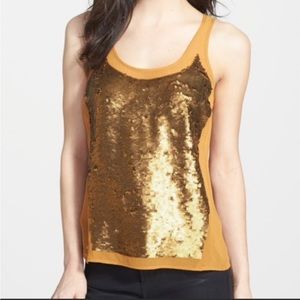 Sheer copper sequin tank